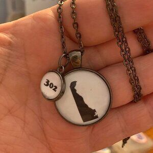Delaware Silhouette Necklace With a 302 Dangle Charm